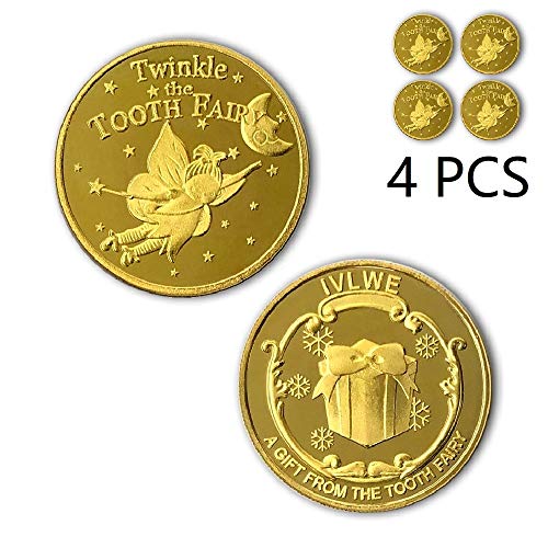 NLR Monedas Hada de Dientes [4 Unidades] Hada de Dientes Monedas Experiencia para el Diente perdido Niños