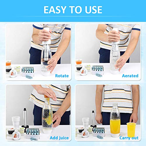 NLYWB Fabricante de Agua con Gas, máquina de refrescos portátil, válvula de presión de Seguridad de 20 mpa, operación con un Solo botón, Adecuado para Bebidas, jugos, etc, tamaño 15 x 3,3 Pulgadas