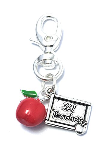 No 1 profesor con rojo Apple encanto llavero con bolsa de regalo de Organza hecho a mano por Libby 's Market Place