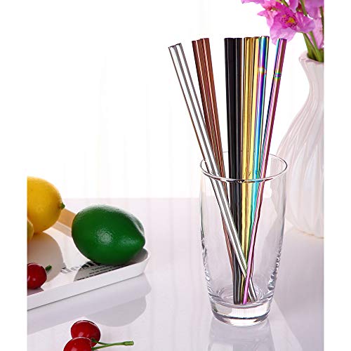 N\O 5 Pares de Palillos de Acero Inoxidable, Reutilizables Antideslizante Palillos de Metal Ligero, Multicolores pulidos 23cm Forma Cuadrada Hueca Palillos(Plata, Oro, Rosa, Arco Iris, Negro)