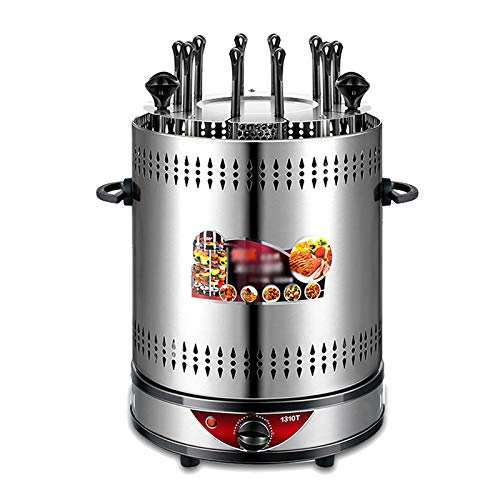 NO BRAND Asador de Vertical Giratorio 1350W, Barbacoa Electrica Multifunción Horno Giratorio Sin Humo Shawarma Parrilla de Barbacoa para Uso Doméstico Horno Asador Infrarrojo - 8/10 Brochetas