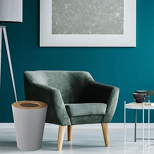 NO BRAND La Basura Puede Helada De Madera Cubierta De Residuos Titular Cubo De Baño O Limpieza con Herramienta 7L Cilindro Cubierta De Madera Helada Papelera Negro Blanco (Color : White)