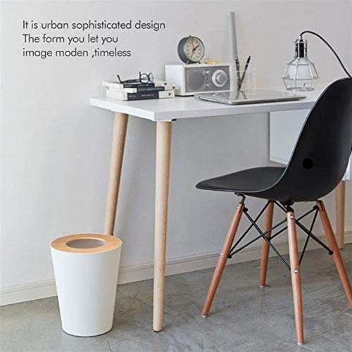 NO BRAND La Basura Puede Helada De Madera Cubierta De Residuos Titular Cubo De Baño O Limpieza con Herramienta 7L Cilindro Cubierta De Madera Helada Papelera Negro Blanco (Color : White)