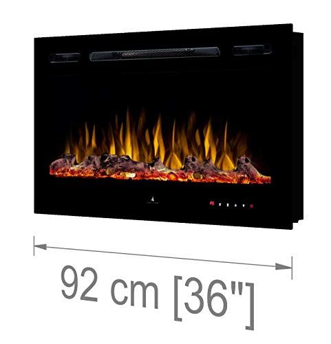Noble Flame Paris 920 (92 cm/36 ”) - Chimenea Eléctrica Chimenea de Pared Estufa Chimenea - Montaje en Pared Mando a Distancia - 14,5 cm Profundidad - - Negro