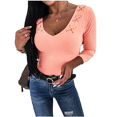 NOBRAND Fall - Camiseta de manga larga para mujer Naranja naranja S