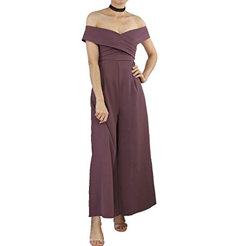NOBRAND Pantalones Off-Hombro Palabra Vestido de Hombro Pantalones de las Mujeres de Verano Ancho de Pierna Mono de las Mujeres Morado Morado ( S