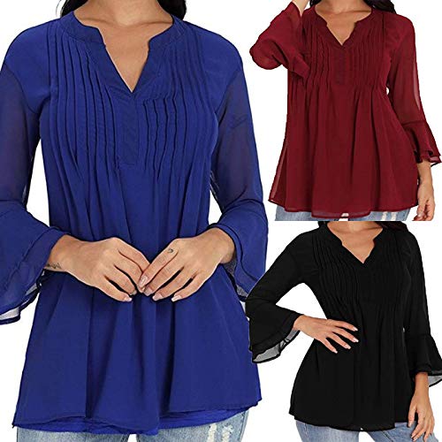 NOBRAND Primavera y Otoño Camiseta de manga larga para mujer Rojo rosso S