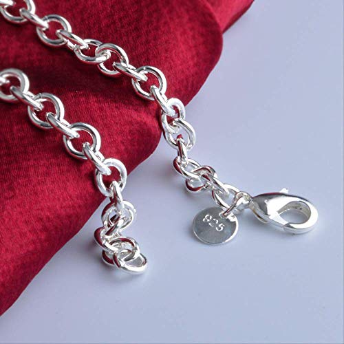 Nobrand Venta Al por Mayor Personalidad Moda OL Mujer Niña Fiesta Regalo Plata Círculo Cadena Gruesa 925 Plata Esterlina Sello Pulsera 19 Cm