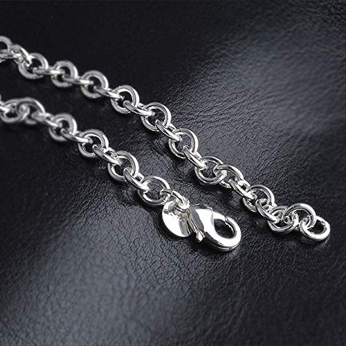 Nobrand Venta Al por Mayor Personalidad Moda OL Mujer Niña Fiesta Regalo Plata Círculo Cadena Gruesa 925 Plata Esterlina Sello Pulsera 19 Cm