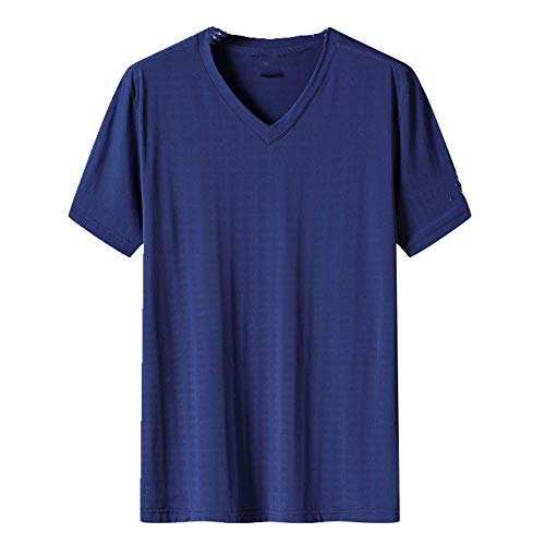 NOBRAND verano nuevos hombres de manga corta de seda de hielo de secado rápido camiseta de gran tamaño suelto delgado cuello en V camiseta de manga corta