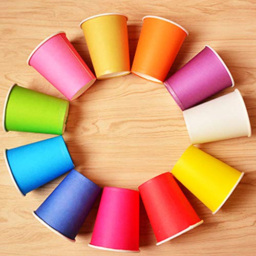 Nobranded 60 Piezas Vasos de Papel para Fiestas, Vaso de Papel de Color Desechable, Adecuado para la Creación De Bricolaje, Fiestas, Barbacoas (Seis Colores)