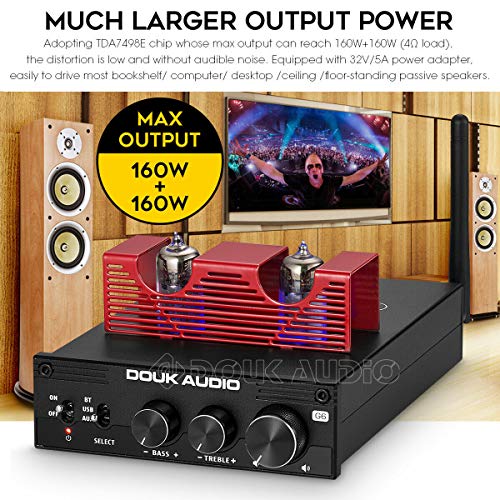 Nobsound - Amplificador de tubo HiFi Bluetooth 5.0 al vacío estéreo Tube Amplifier APTX-LL 160W × 2