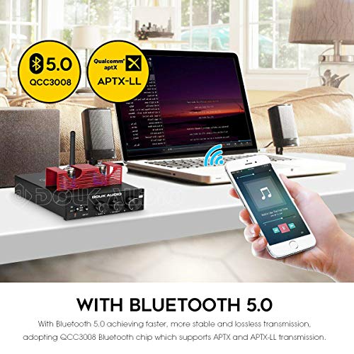 Nobsound - Amplificador de tubo HiFi Bluetooth 5.0 al vacío estéreo Tube Amplifier APTX-LL 160W × 2