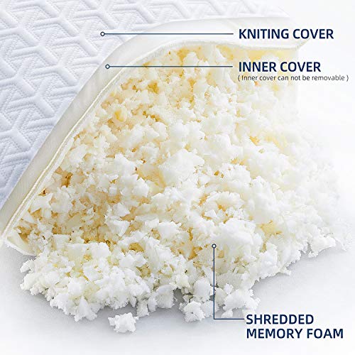NOFFA Almohada Cervical Grande Estándar de Cama Hotel, Cojín Blanco de Suave para Dormir de Lado, Almohada Viscoelastica Firmeza Baja con Funda Transpirable Lavable (74X48cm)