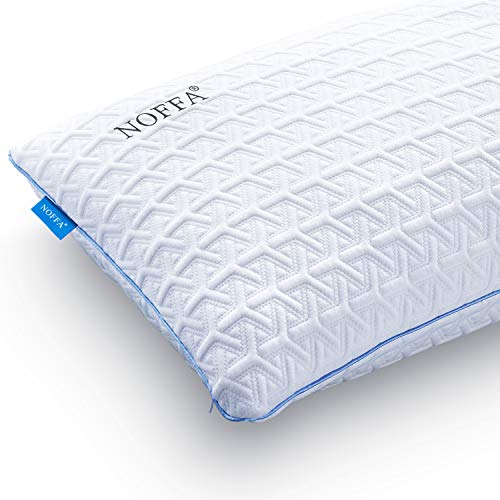 NOFFA Almohada Cervical Grande Estándar de Cama Hotel, Cojín Blanco de Suave para Dormir de Lado, Almohada Viscoelastica Firmeza Baja con Funda Transpirable Lavable (74X48cm)