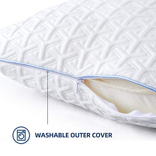 NOFFA Almohada Cervical Grande Estándar de Cama Hotel, Cojín Blanco de Suave para Dormir de Lado, Almohada Viscoelastica Firmeza Baja con Funda Transpirable Lavable (74X48cm)