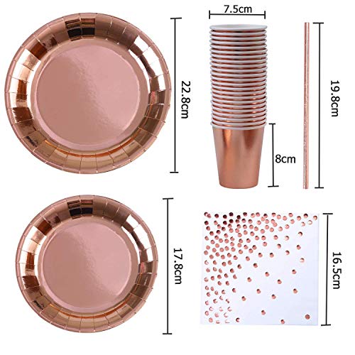 NOGJKS 170 Piezas Paquete de Fiesta Decoraciones para Fiestas, Plato de Postre Taza de Fiesta Taza de Fiesta Taza de Fiesta de Oro de Oro Rosa, Fiesta de cumpleaños Baby Shower (30 visitantes)