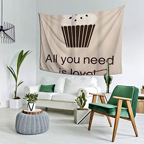 NOLYXICI Tapiz para Colgar en la Pared,Cupcakes Vintage Tarjeta Panadería Concepto Comida con Cereza Arriba,Tapiz de Pared con decoración para el hogar,Sala de Estar,Dormitorio decoración,203x152cm