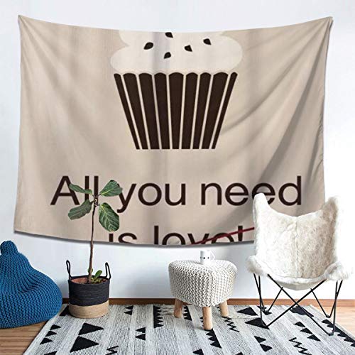 NOLYXICI Tapiz para Colgar en la Pared,Cupcakes Vintage Tarjeta Panadería Concepto Comida con Cereza Arriba,Tapiz de Pared con decoración para el hogar,Sala de Estar,Dormitorio decoración,203x152cm
