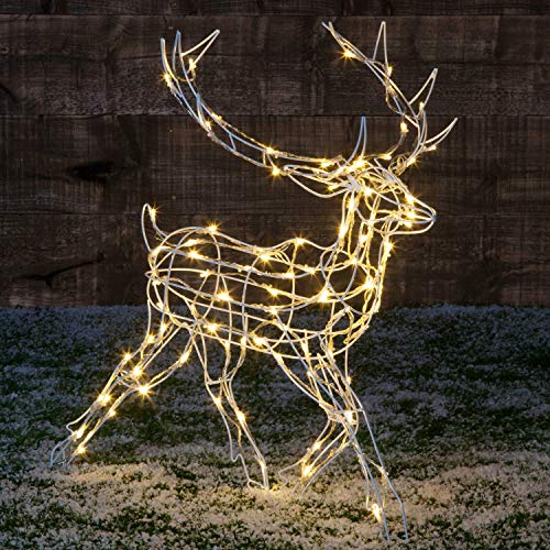 Noma - Figura de Navidad para interiores y exteriores, diseño de renos, color blanco cálido