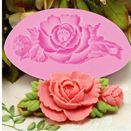 NorCWulT Hornear Herramienta de Bricolaje Patrón 7.5x4.3x1.1cm Rose Silicona moldes de la Torta del Molde la Pasta de azúcar Flor decoración Herramientas de la Vela del jabón del Molde del Chocolate
