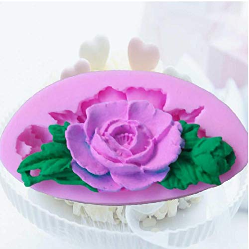 NorCWulT Hornear Herramienta de Bricolaje Patrón 7.5x4.3x1.1cm Rose Silicona moldes de la Torta del Molde la Pasta de azúcar Flor decoración Herramientas de la Vela del jabón del Molde del Chocolate