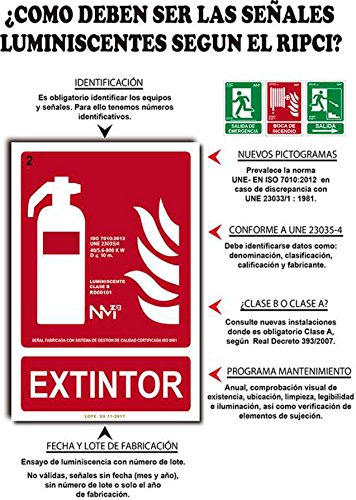 Normaluz RD14190 - Señal Luminiscente Salida De Emergencia Flecha Derecha 22,4x30cm Clase B PVC 0,7mm Evacuación Homologada, verde