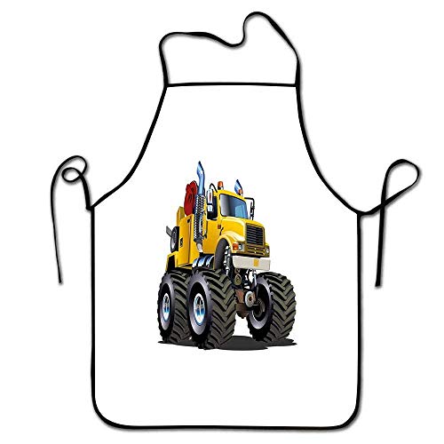 Not Applicable Delantal de camioneta para niñas Ilustración de un Monstruo de Ruedas Gigantes Mecánico de Bestias Mecánico Bar de Emergencia Barra de borgoña Amarillo Negro