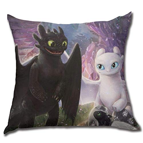 Not Applicable Funda De Almohada Cómo Entrenar A Tu Dragón Toothless Light Fury Anime Suave Personalizado Impresión A Doble Cara Regalo De Cumpleaños Durable 45X45Cm Sofá Dormitorio Funda De Almo