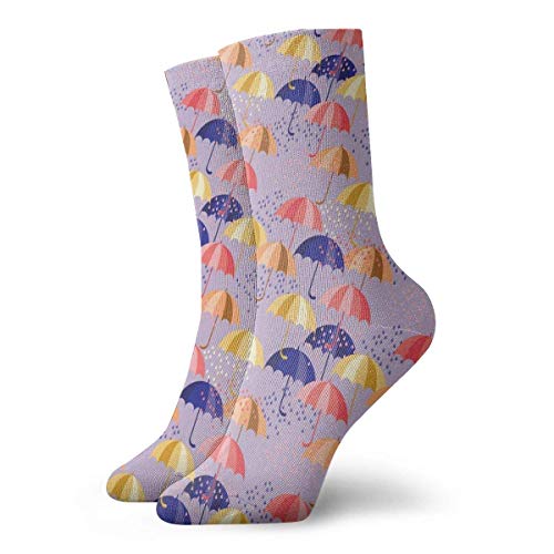 Not Applicable Medias De Compresión Coloridas Sombrillas Y Gotas Calcetines De Compresión Cómodos Unisex Suave Novedad 30Cm Calcetines Deportivos Calcetines De Tubo Fiesta Deportiva Impreso Casua