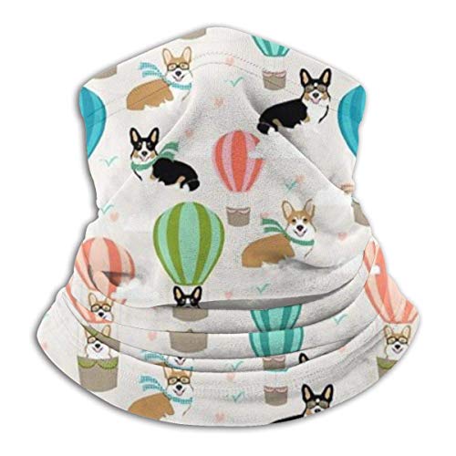 Not Applicable Neck Scarf Headband,Dogs Welsh Corgi Hot Air Balloon Face Headwear,Fiber Dustproof Headband For Indoor Adult,25X30Cm
