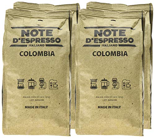 Note D'Espresso - Café de origen molido de Colombia, 250 g (caja con 4 paquetes blandos)