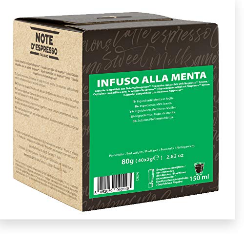 Note D'Espresso - Cápsulas de menta poleo exclusivamente compatibles con cafeteras Nespresso*, 2 g (caja de 40 unidades)