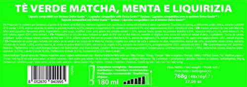 Note D'Espresso - Cápsulas de té verde matcha con menta y regaliz Exclusivamente Compatibles con cafeteras de cápsulas Nescafé* y Dolce Gusto* 16 g (caja de 48 unidades)