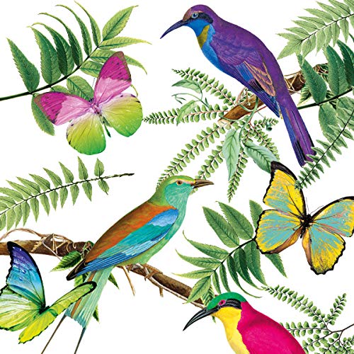 Nouveau Tropical Birds Servilletas de Papel, Multicolor, 33 x 33