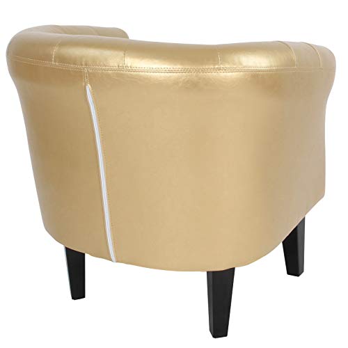 Nova - Sillón Chesterfield con reposapiés, de piel sintética, diseño de rombo, color a elegir, acolchado de salón victoriana, silla para salón, lounge, bar, cóctel (dorado)