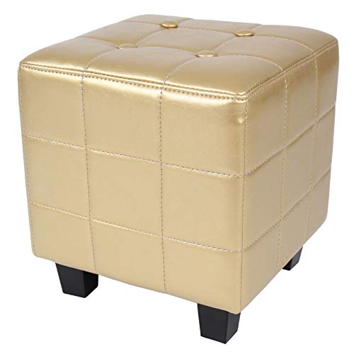 Nova - Sillón Chesterfield con reposapiés, de piel sintética, diseño de rombo, color a elegir, acolchado de salón victoriana, silla para salón, lounge, bar, cóctel (dorado)