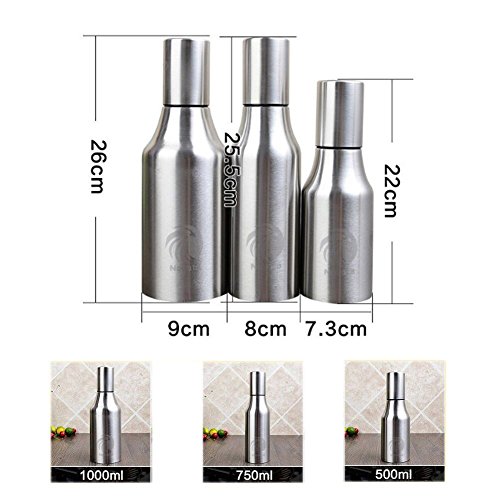NOVATA aceite / vinagre /Salsa de soja vertiendo botella de fugas de acero inoxidable Herramientas de cocina y botella de aceite a prueba de fugas de aceite de oliva (500ML)