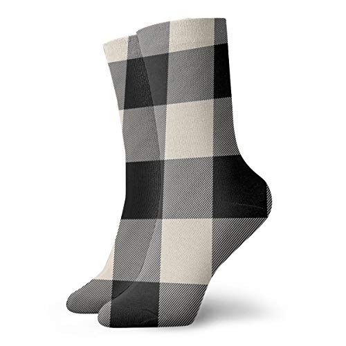 Novedad divertido Crazy Crew Sock Buffalo Check Negro Y Vintage Blanco Cuadros Rayas anchas Impreso Deporte Atlético Calcetines 30 cm Largo Personalizado Regalo Calcetines