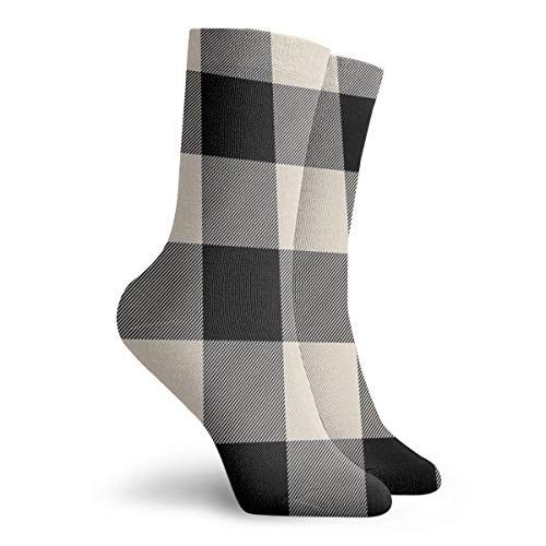 Novedad divertido Crazy Crew Sock Buffalo Check Negro Y Vintage Blanco Cuadros Rayas anchas Impreso Deporte Atlético Calcetines 30 cm Largo Personalizado Regalo Calcetines