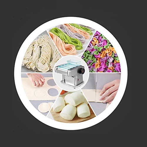 NSYNSY Prensa de Fideos eléctrica Ajuste de Grosor Ajustable de 9 velocidades Máquina de Pasta de Espagueti Cortador de Masa de Acero Inoxidable para el hogar Albóndigas Fideos de Rodillo, Dos cuch