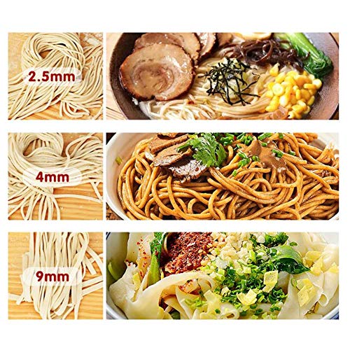 NSYNSY Prensa de Fideos eléctrica Ajuste de Grosor Ajustable de 9 velocidades Máquina de Pasta de Espagueti Cortador de Masa de Acero Inoxidable para el hogar Albóndigas Fideos de Rodillo, Dos cuch