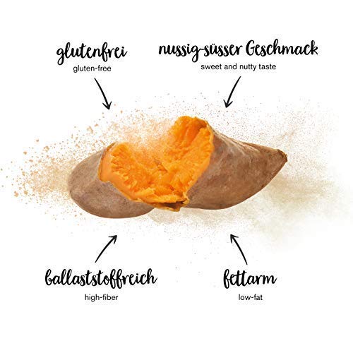 nu3 Harina de batata natural - 500 g de patata dulce molida - Ideal para dietas veganas - Rica en fibra y baja en grasa - Origen 100 % fresco - Alternativa Sin Gluten para cocinar y hornear