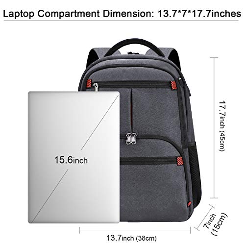 NUBILY Mochila Portátil Hombre 15.6 Pulgadas con Puerto de USB Mochila de Viaje portátil Trabajo Mochila de Negocios Mochila Escolar Ligero Impermeableal para Mujeres y Hombres,Gris
