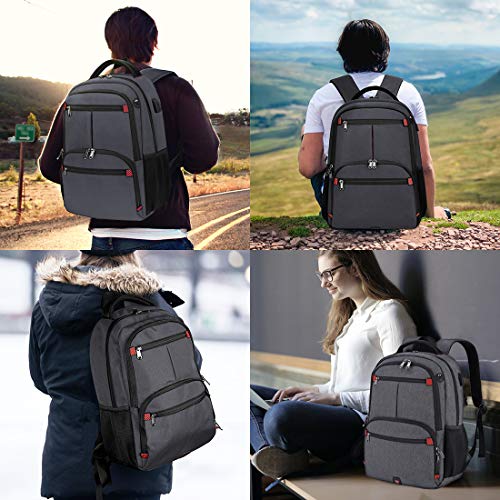 NUBILY Mochila Portátil Hombre 15.6 Pulgadas con Puerto de USB Mochila de Viaje portátil Trabajo Mochila de Negocios Mochila Escolar Ligero Impermeableal para Mujeres y Hombres,Gris