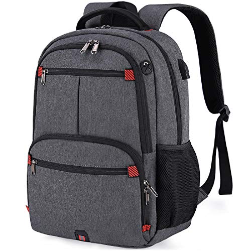 NUBILY Mochila Portátil Hombre 15.6 Pulgadas con Puerto de USB Mochila de Viaje portátil Trabajo Mochila de Negocios Mochila Escolar Ligero Impermeableal para Mujeres y Hombres,Gris