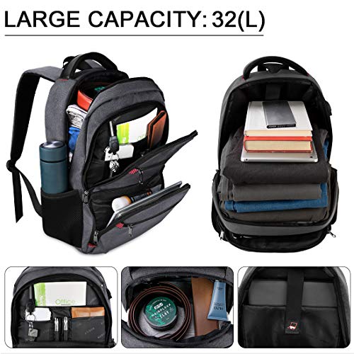 NUBILY Mochila Portátil Hombre 15.6 Pulgadas con Puerto de USB Mochila de Viaje portátil Trabajo Mochila de Negocios Mochila Escolar Ligero Impermeableal para Mujeres y Hombres,Gris