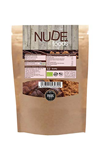 NUDE Foods Cacao Ecológico en polvo | Organic Raw Cacao | Bio Certificado| Producido a partir de Theobroma Cacao | Energizante | Antioxidantes | Minerales | Vitaminas | Vegan Friendly