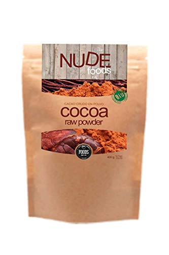 NUDE Foods Cacao Ecológico en polvo | Organic Raw Cacao | Bio Certificado| Producido a partir de Theobroma Cacao | Energizante | Antioxidantes | Minerales | Vitaminas | Vegan Friendly