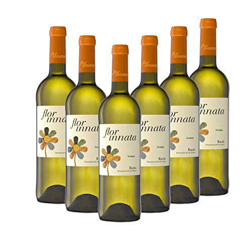 Nueva Añada Flor Innata Caja de 6, Vino Blanco Verdejo Rueda Valdecuevas, x6, 750 ml, Coupage Verdejo y Sauvignon Blanc 6 botellas